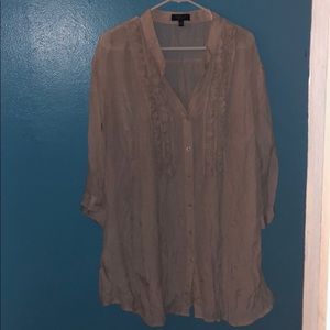 Button down blouse with ruffle detail